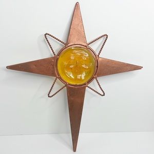 Copper tone hanging wall art  with Glass sun